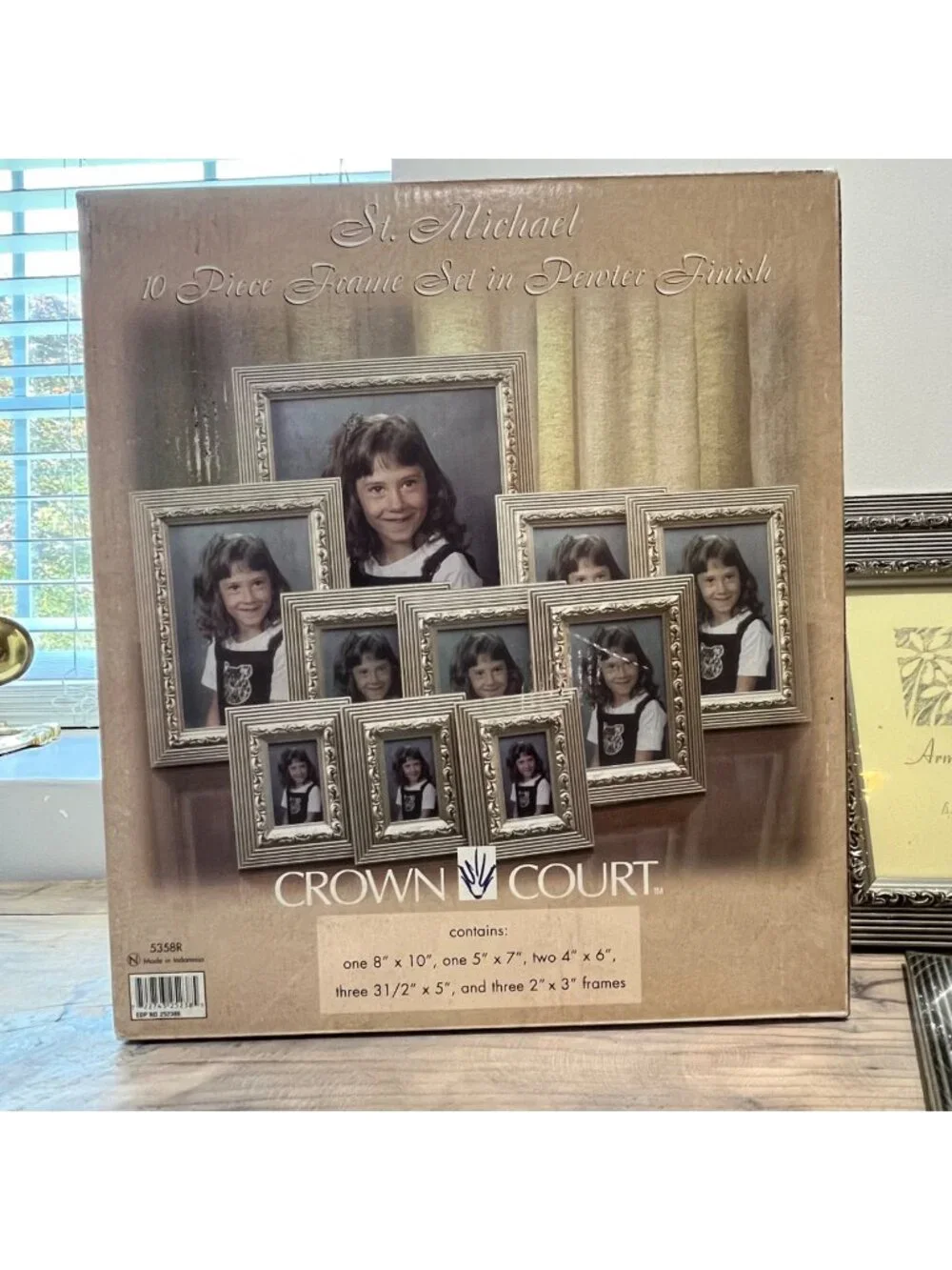 Crown Court 10 Piece Picture Frame Set Pewter Finish with Ornate Scrolling Detai